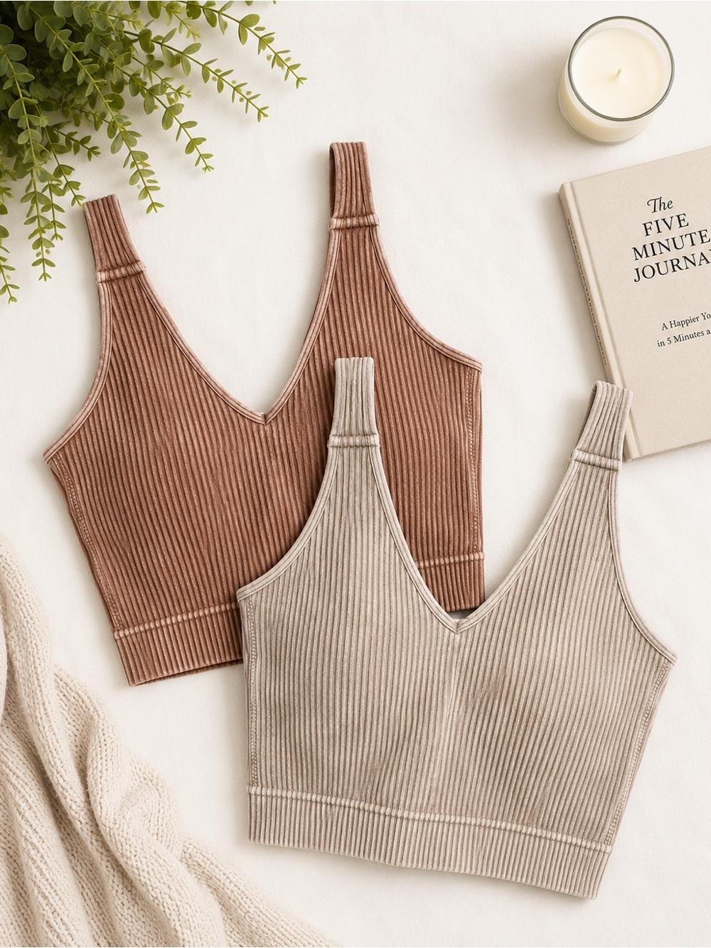 Zenana Padded Brami Bundle | NEW IN PACKAGE |Ash Mocha & Deep Camel | S/M & L/XL